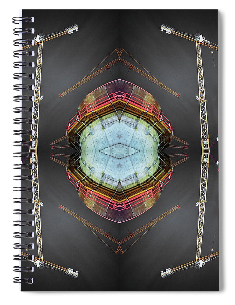 Construction Site Spiral Notebook featuring the photograph Kaleidoscope Construction Cranes by Silvia Otte