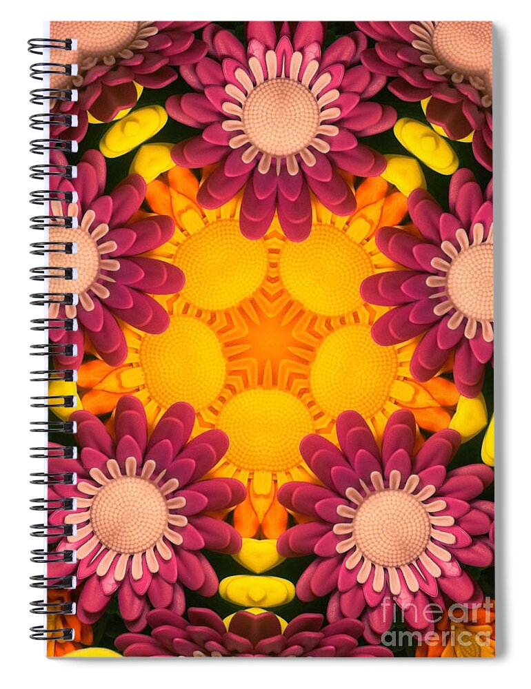 Daisies Spiral Notebook featuring the digital art Kaleidoscope Daisies by Amy Cicconi