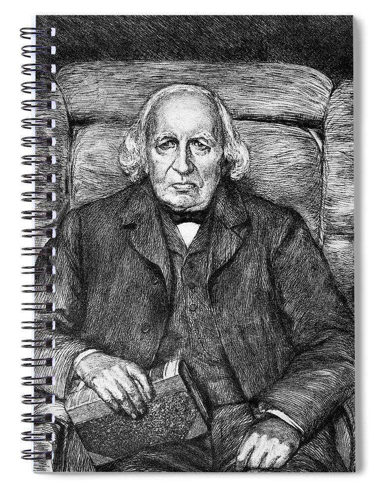 19th Century Spiral Notebook featuring the drawing Karl Theodor Weierstrass (1815-1897) by Granger