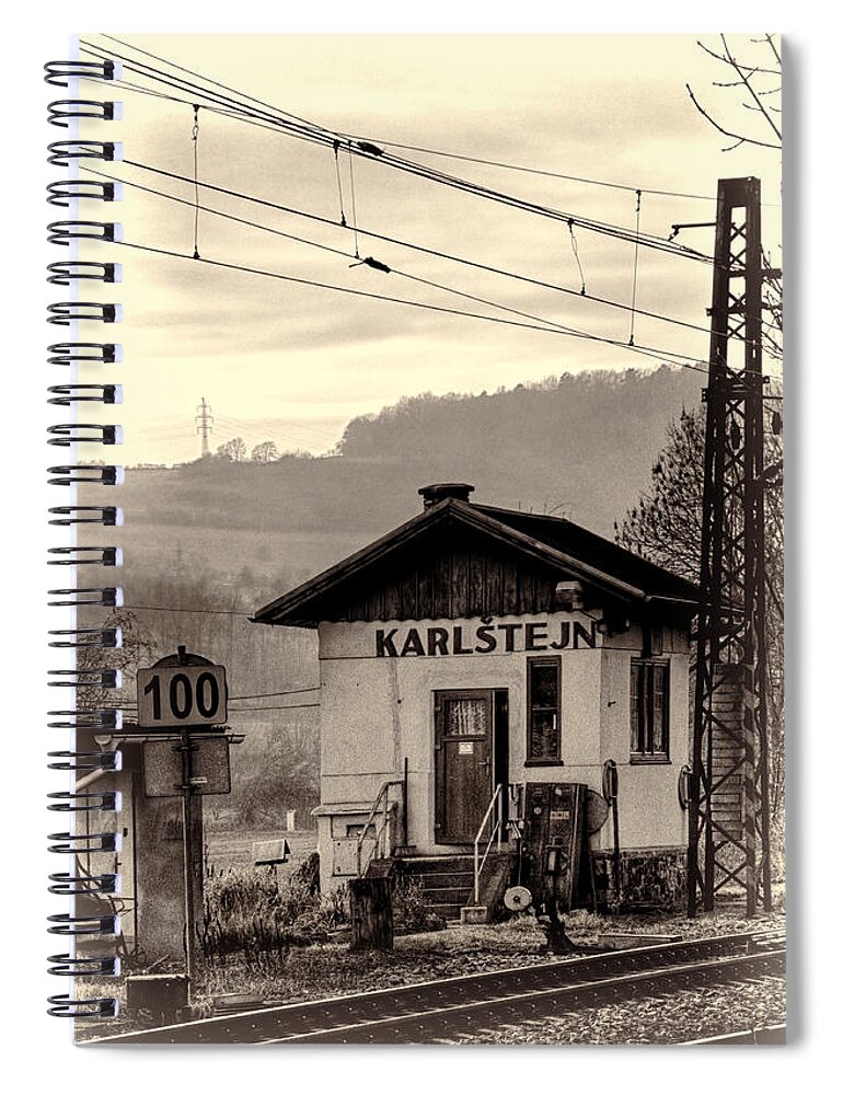 Joan Carroll Spiral Notebook featuring the photograph Karlstejn Railroad Shack by Joan Carroll