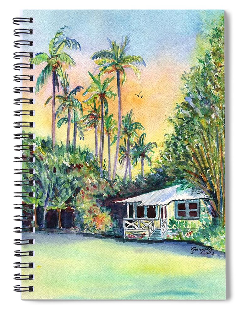 Kauai Plantation House Spiral Notebook featuring the painting Kauai West Side Cottage by Marionette Taboniar