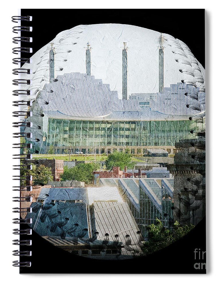 Baseball Spiral Notebook featuring the photograph Kauffman Center For The Performing Arts Square Baseball by Andee Design