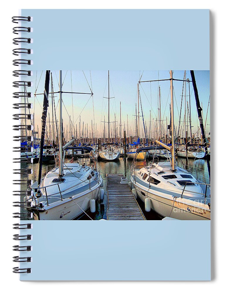 Kemah Spiral Notebook featuring the photograph Kemah Boardwalk Marina by Savannah Gibbs