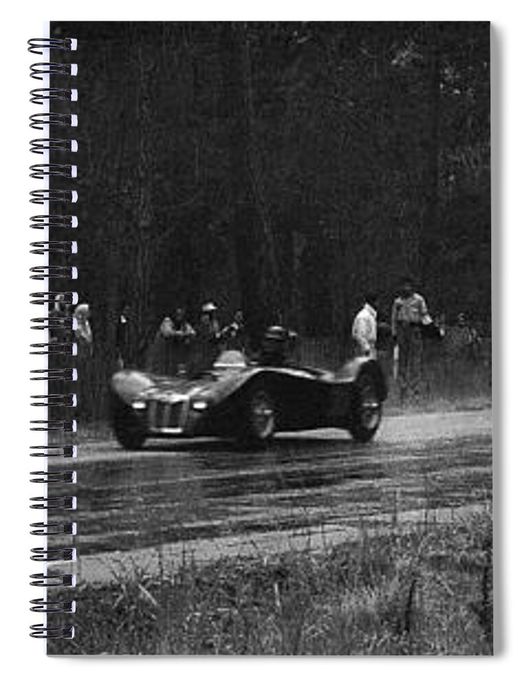 Ken Miles Spiral Notebook featuring the photograph Ken Miles at Pebble Beach Road Races in 1955 by Robert K Blaisdell