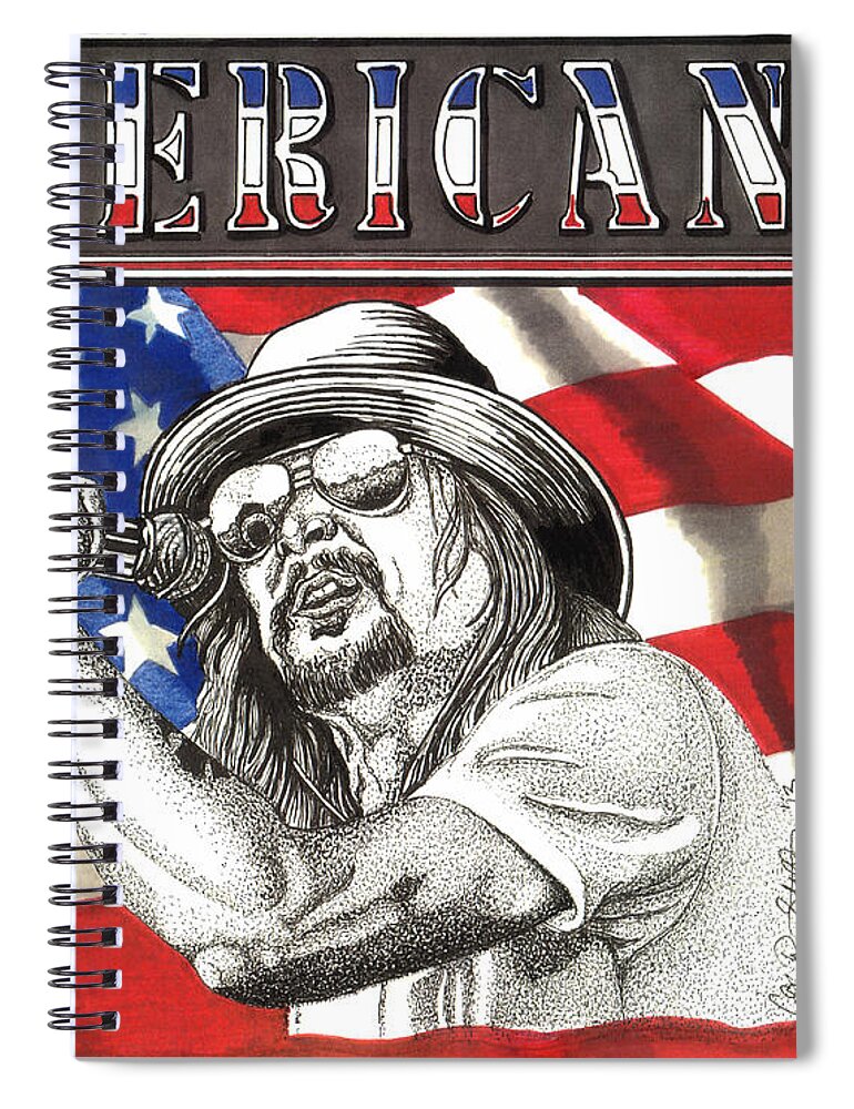 Kid Rock Spiral Notebook featuring the drawing Kid Rock American Badass by Cory Still