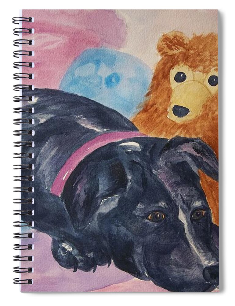 Pit Bull Spiral Notebook featuring the painting Kiki by Ellen Levinson