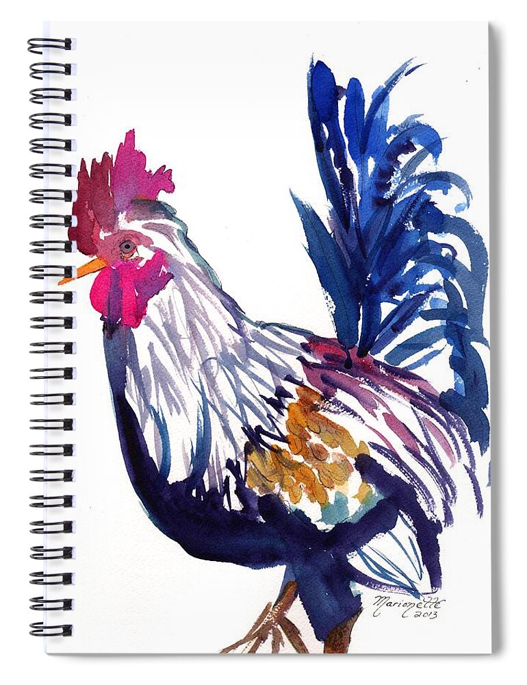 Kauai Rooster Spiral Notebook featuring the painting Kilohana Rooster by Marionette Taboniar