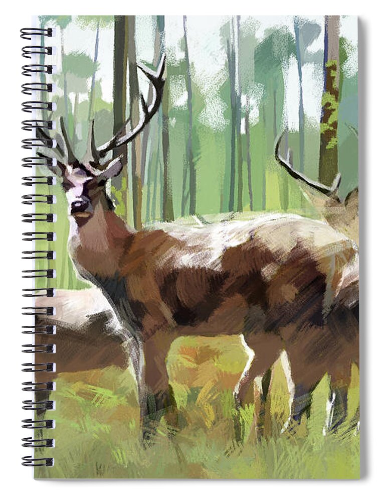 Watercolor Painting Spiral Notebook featuring the digital art Kind _ Deers by © Luca Olivotto
