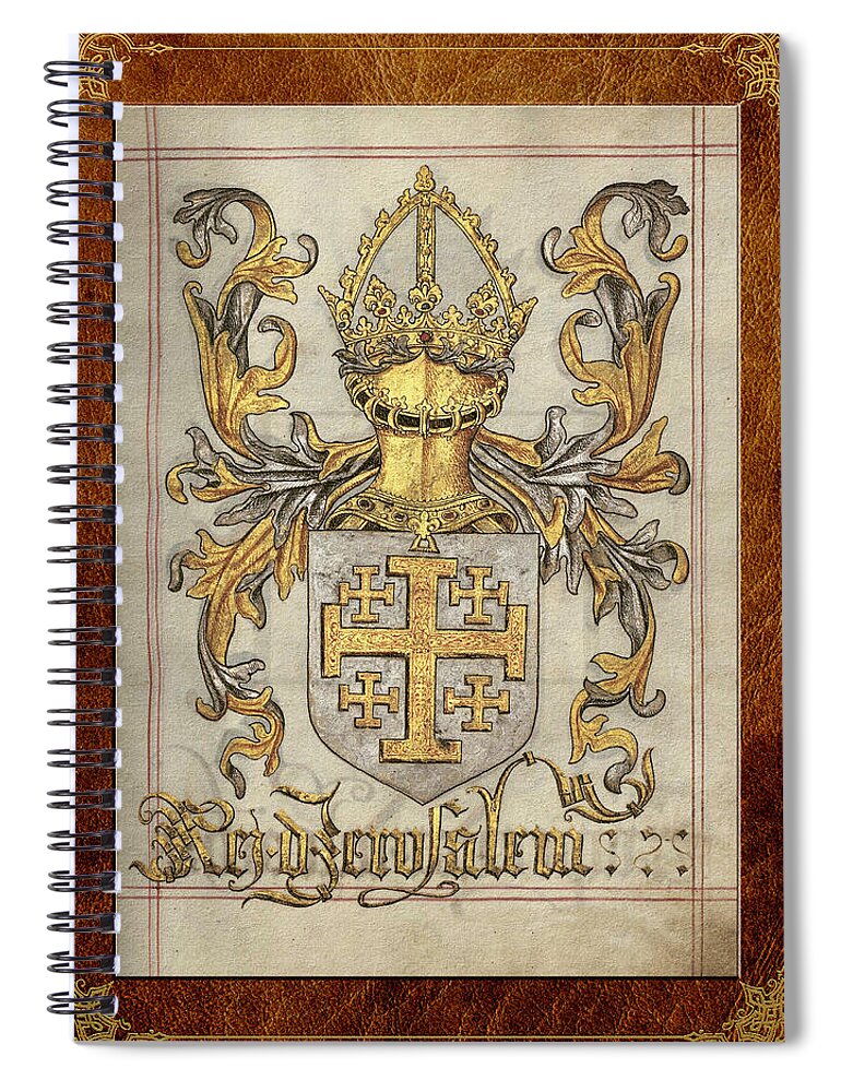 C7 Heraldry Of Medieval Europe Spiral Notebook featuring the digital art Kingdom of Jerusalem Medieval Coat of Arms by Serge Averbukh