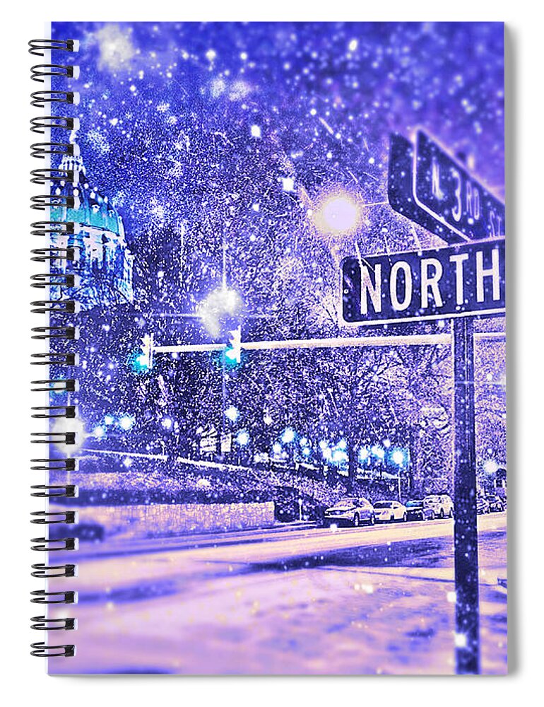 Snow Spiral Notebook featuring the digital art KINGDOMS OF HEAVEN AND EARTH - Blue by Kevyn Bashore