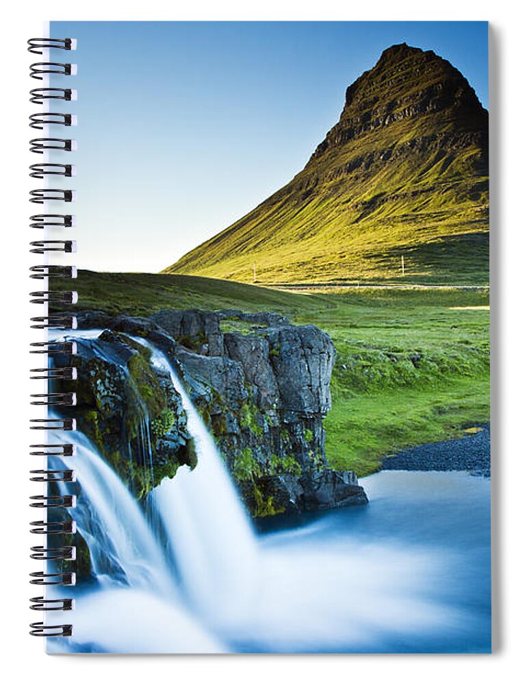 Waterfall Spiral Notebook featuring the photograph Kirkjufell mountain by Gunnar Orn Arnason