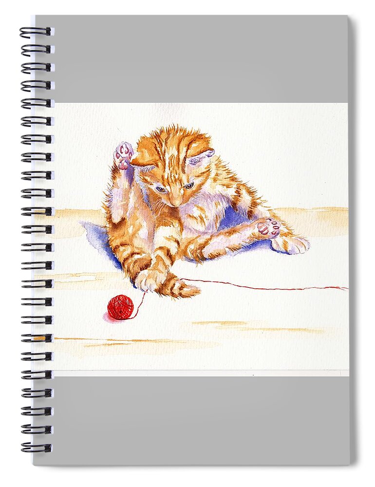 Kitten Spiral Notebook featuring the painting Kitten Interrupted by Debra Hall