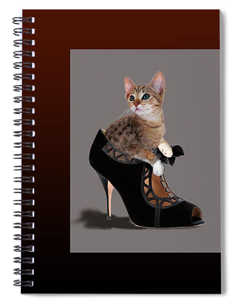 Kittens In Designer Ladies Shoes Spiral Notebook featuring the painting Kittens in designer ladies Shoes by Regina Femrite