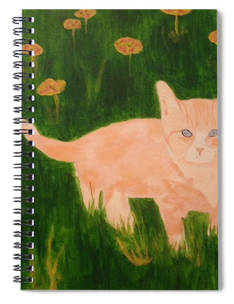 Cat Spiral Notebook featuring the painting Kitty by Samantha Lusby