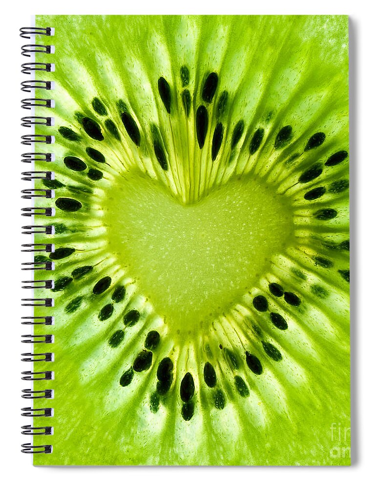 Kiwi Spiral Notebook featuring the photograph Kiwi heart by Delphimages Photo Creations