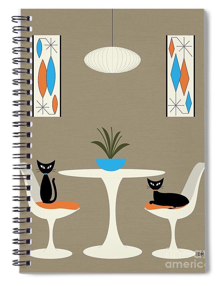 Mid-century Modern Spiral Notebook featuring the digital art Knoll Table by Donna Mibus