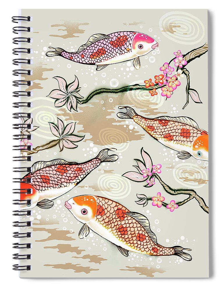 Animal Spiral Notebook featuring the photograph Koi Fish Swimming In Pond by Ikon Ikon Images