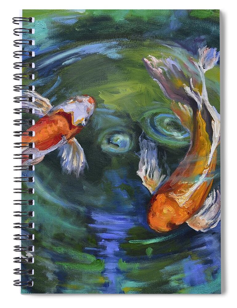 Koi Spiral Notebook featuring the painting Koi Swirl by Donna Tuten