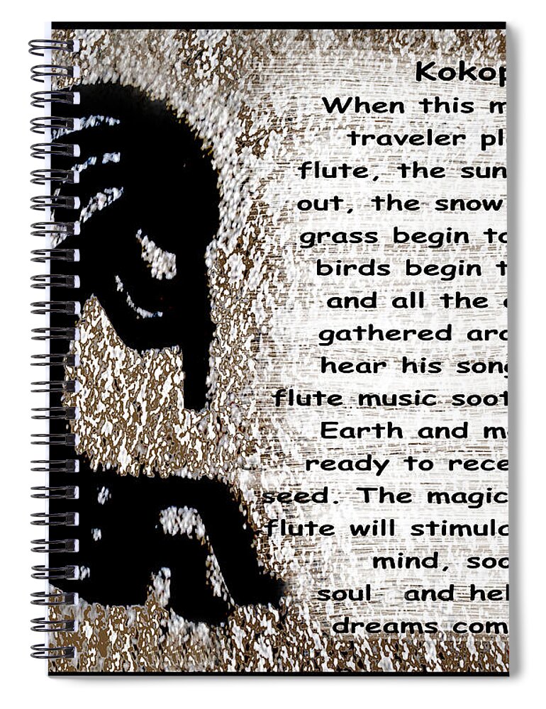 Barbara Snyder Spiral Notebook featuring the digital art Kokopelli by Barbara Snyder