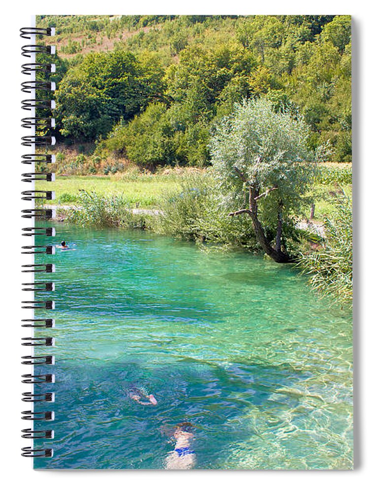 Croatia Spiral Notebook featuring the photograph Korana river turquoise bathing area by Brch Photography
