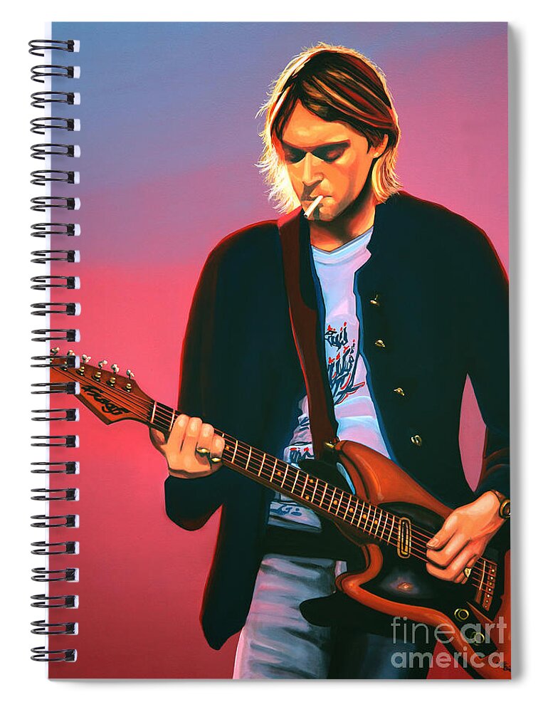 Kurt Cobain Spiral Notebook featuring the painting Kurt Cobain in Nirvana Painting by Paul Meijering