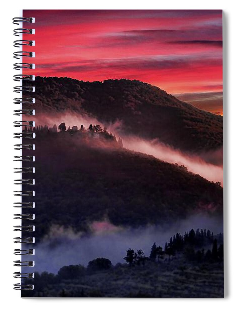 Scenics Spiral Notebook featuring the photograph L Alba In San Polo In Chianti - Explore by Jrd