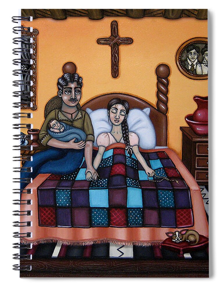 Doulas Spiral Notebook featuring the painting La Partera or The Midwife by Victoria De Almeida