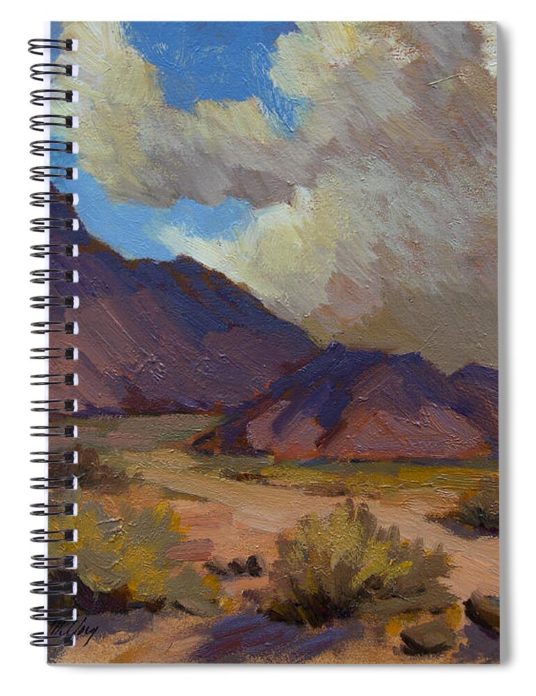 La Quinta Spiral Notebook featuring the painting La Quinta Cove Orange Glow by Diane McClary