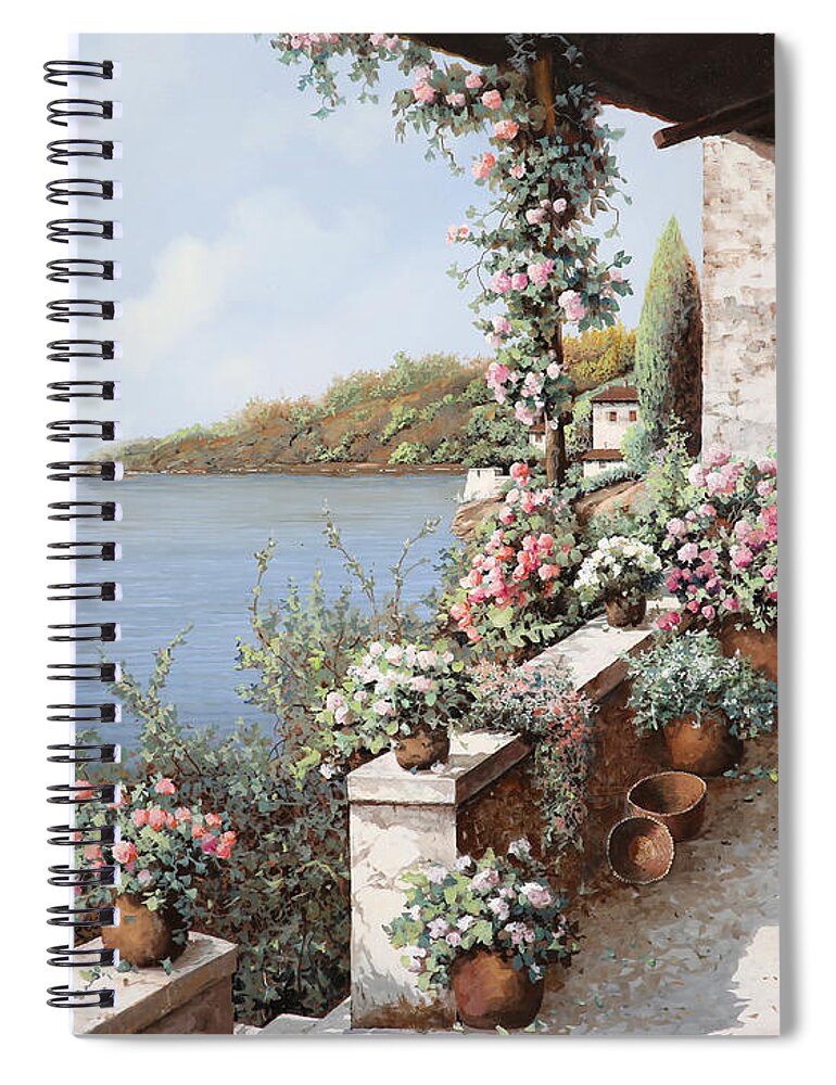 Coastal Spiral Notebook featuring the painting La Terrazza by Guido Borelli