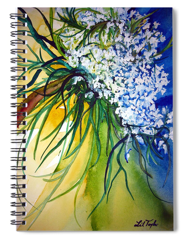 Queen Annes Lace Spiral Notebook featuring the painting Lace by Lil Taylor