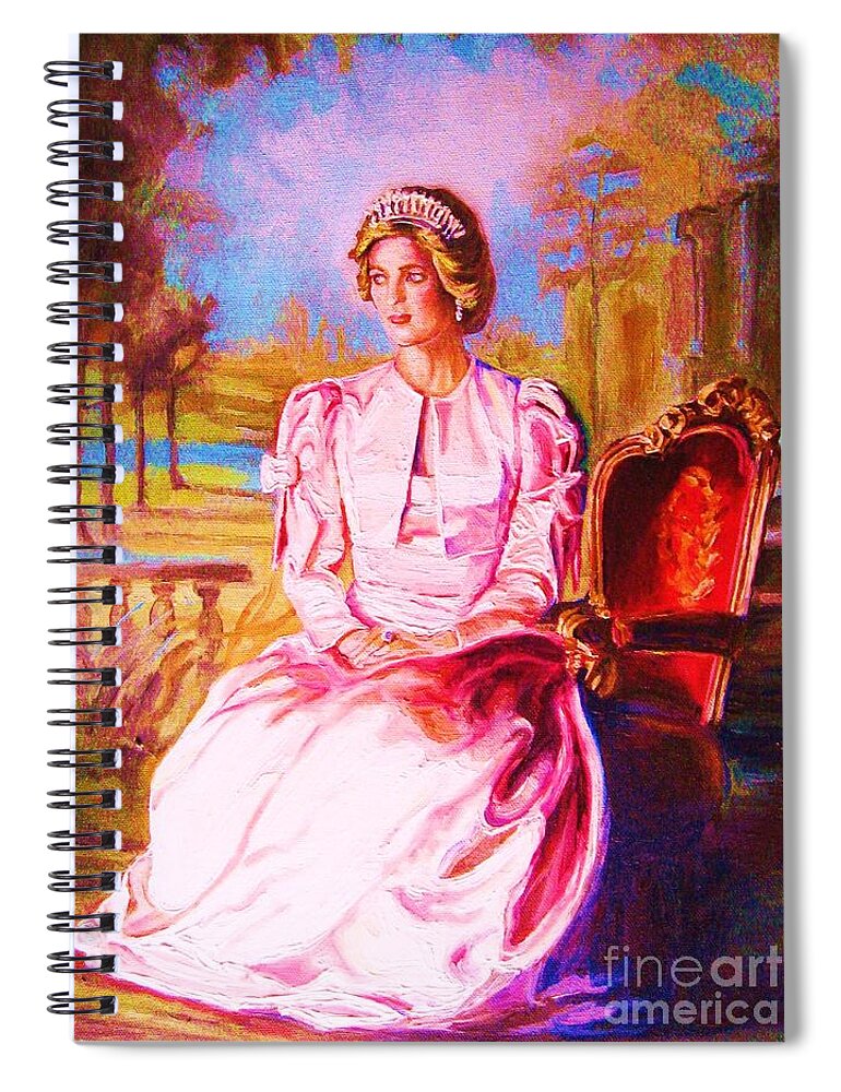Princess Diana Spiral Notebook featuring the painting Lady Diana Our Princess by Carole Spandau