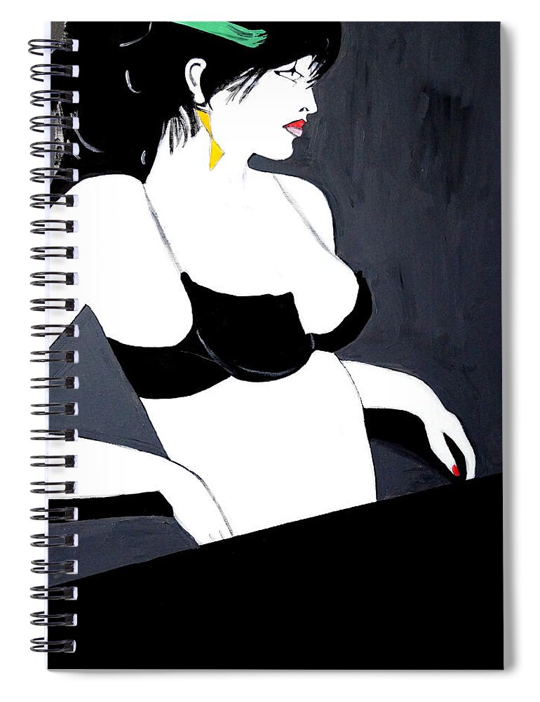 Lady In Bra Spiral Notebook featuring the painting Lady In Bra by Nora Shepley