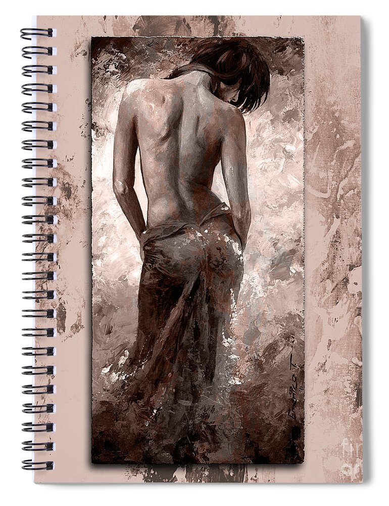Nude Spiral Notebook featuring the painting Lady in red 27 style MistyRose by Emerico Imre Toth
