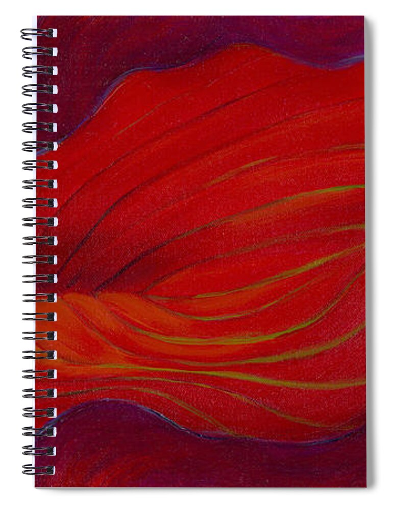 Red Spiral Notebook featuring the painting Lady in Red by Sandi Whetzel