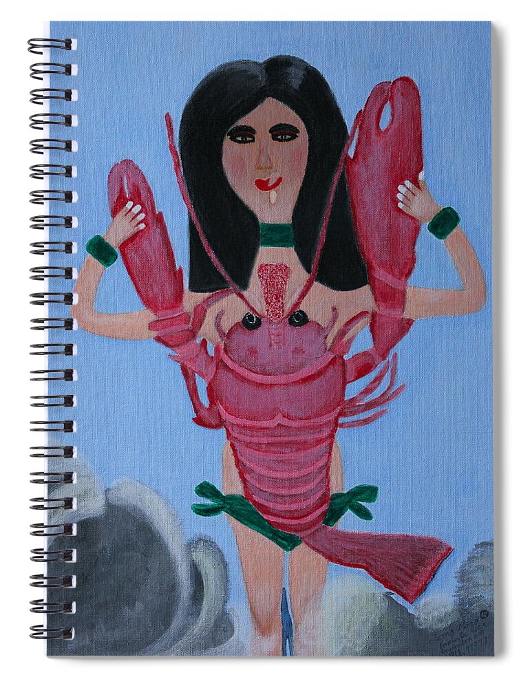 All Products Spiral Notebook featuring the painting Lady Lobster by Lorna Maza
