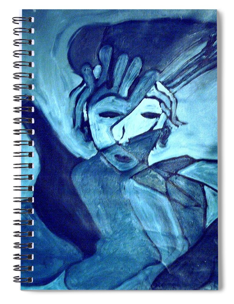 Blue Spiral Notebook featuring the painting Lady MaDonna by Shea Holliman