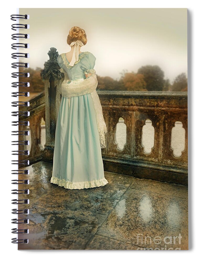 Woman Spiral Notebook featuring the photograph Lady on a Veranda by Jill Battaglia