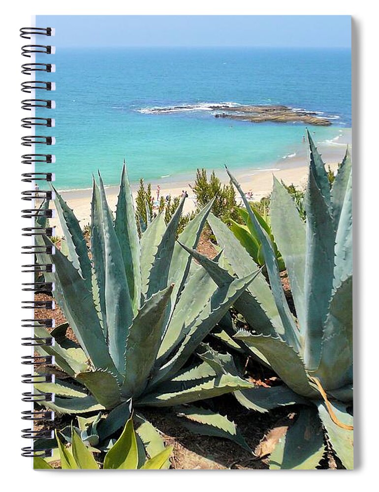 Coastline Spiral Notebook featuring the photograph Laguna Coast with Cactus by Jane Girardot