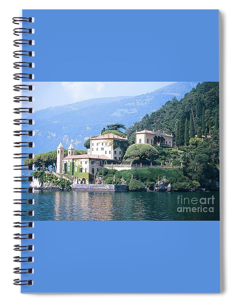 Palace Spiral Notebook featuring the photograph Como Palace at the Lake by Greta Corens