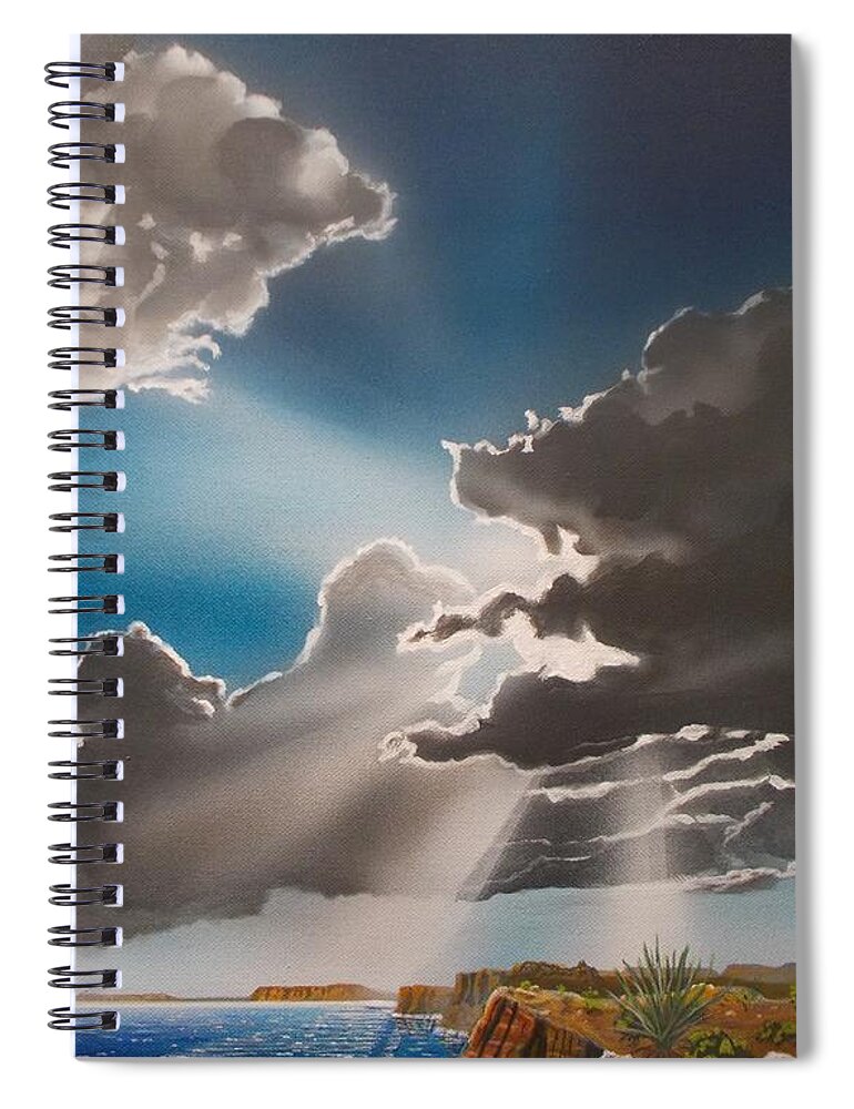 Lake Powell Spiral Notebook featuring the painting Lake Powell Clouds by Jerry Bokowski