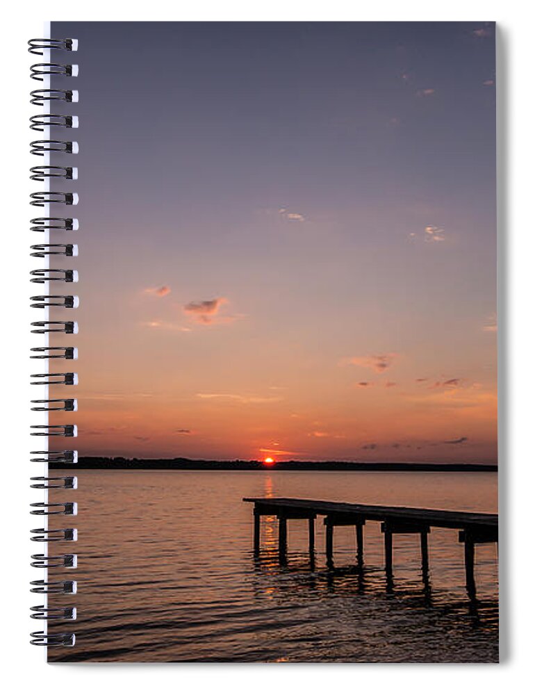 Sunset Spiral Notebook featuring the photograph Lake Sunset over Pier by Todd Aaron