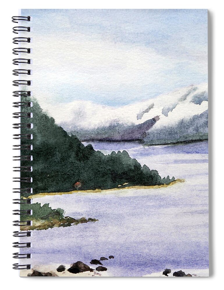 Landscape Spiral Notebook featuring the painting Lake Tahoe in Snow by Maria Hunt