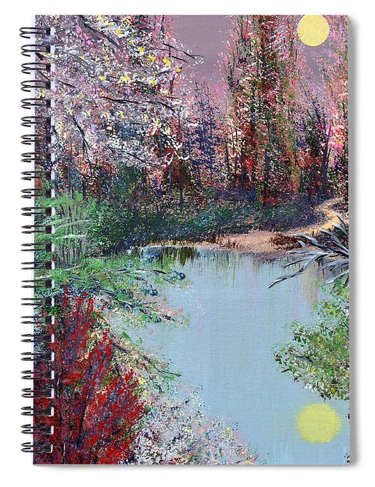 Lake Spiral Notebook featuring the painting Lake Tranquility by Alys Caviness-Gober