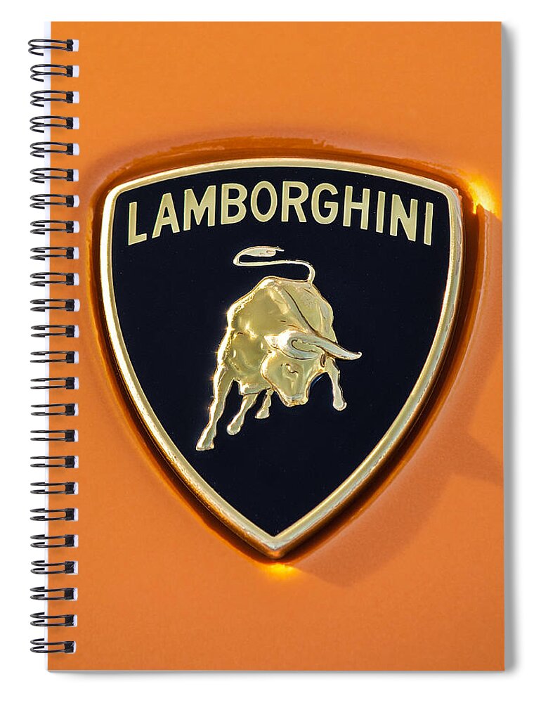 Lamborghini Emblem Spiral Notebook featuring the photograph Lamborghini Emblem -0525c55 by Jill Reger