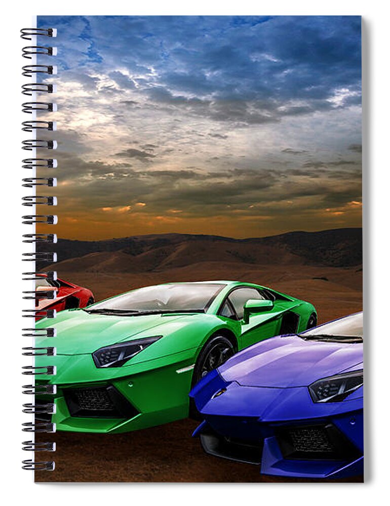 Lamborghini Spiral Notebook featuring the photograph Lamborghini Triplet by Matt Malloy