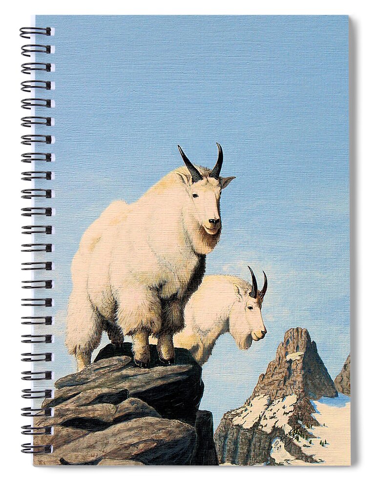 Mountain Goats Spiral Notebook featuring the painting Lamoille Goats by Darcy Tate