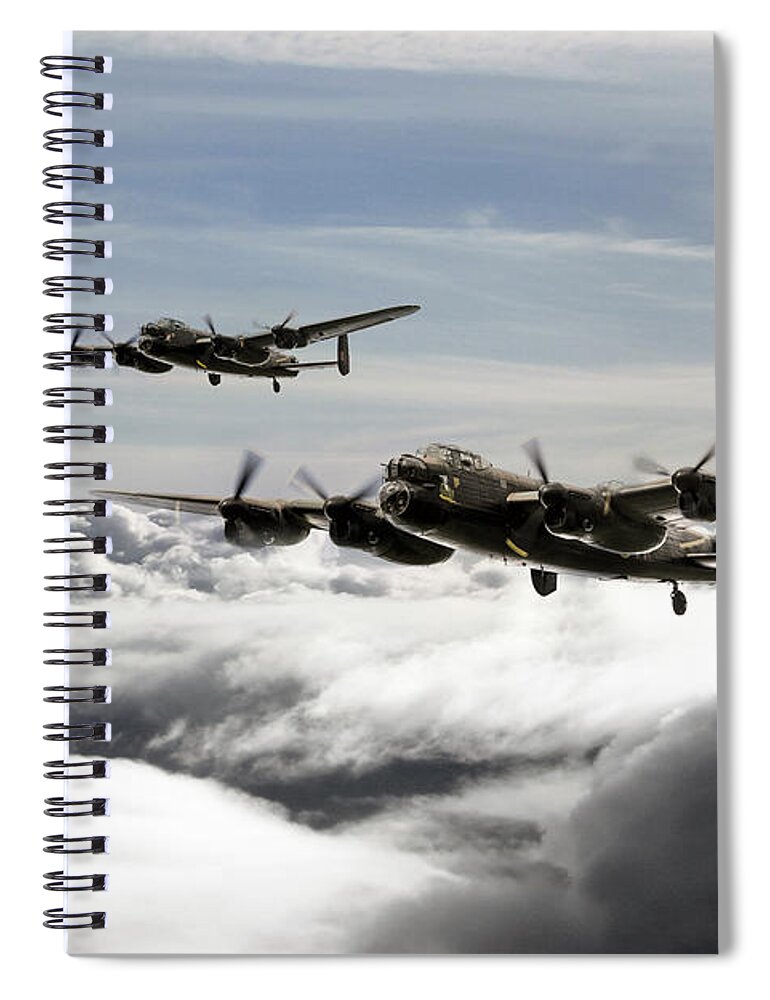 Lancaster Bomber Spiral Notebook featuring the digital art Lancaster Squadron by Airpower Art