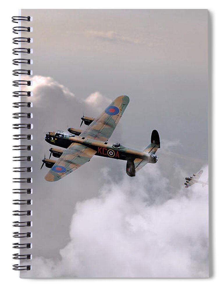 Lancaster Spiral Notebook featuring the digital art Lancasters Forming Up by Airpower Art