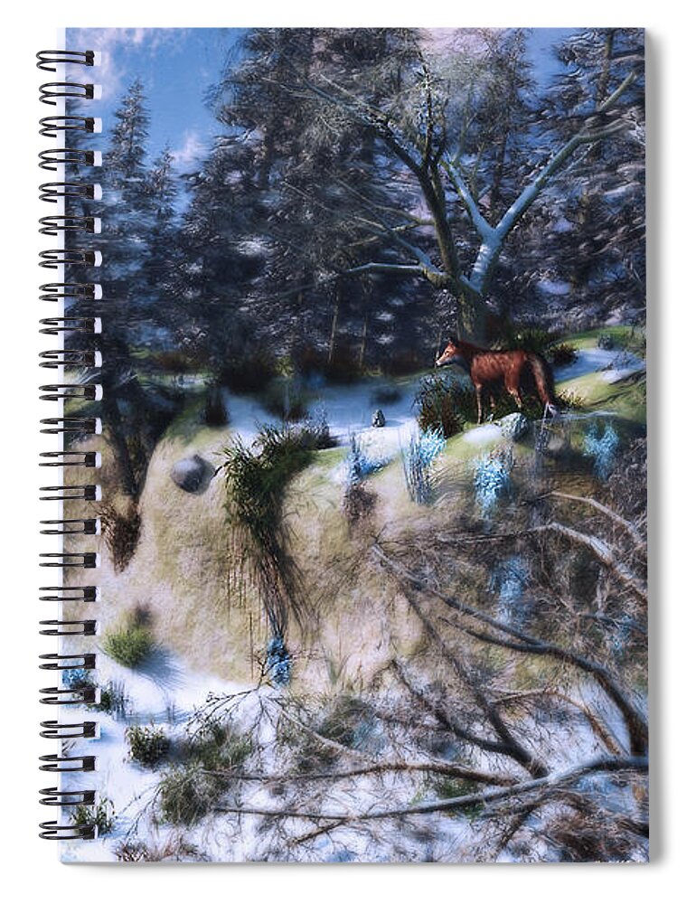 Cloud Spiral Notebook featuring the digital art Land of the Red Fox by Ken Morris