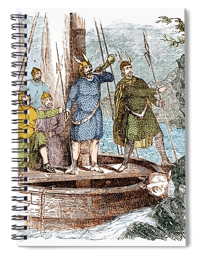 Exploration Spiral Notebook featuring the photograph Landing Of The Vikings In The Americas by Science Source